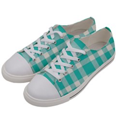 Turquoise Small Plaids  Men s Low Top Canvas Sneakers by ConteMonfrey