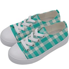 Turquoise Small Plaids  Kids  Low Top Canvas Sneakers by ConteMonfrey