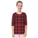 Red and black Plaids Kids  Quarter Sleeve Raglan Tee View1