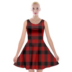 Red And Black Plaids Velvet Skater Dress by ConteMonfrey