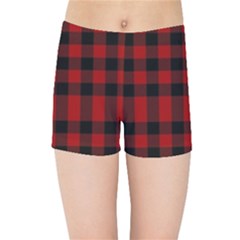 Red And Black Plaids Kids  Sports Shorts by ConteMonfrey