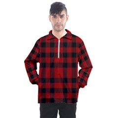 Red And Black Plaids Men s Half Zip Pullover by ConteMonfrey