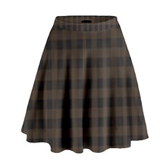 Brown And Black Small Plaids High Waist Skirt by ConteMonfrey