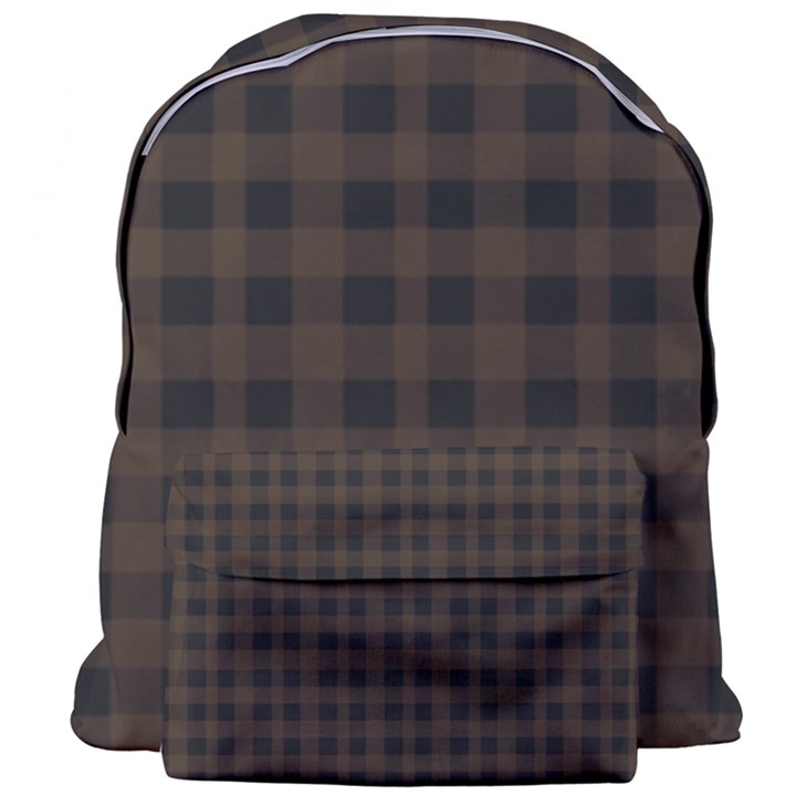 Brown and black small plaids Giant Full Print Backpack