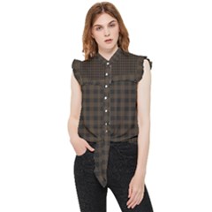 Brown And Black Small Plaids Frill Detail Shirt by ConteMonfrey