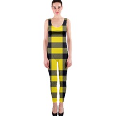 Yellow Plaids Straight One Piece Catsuit by ConteMonfrey