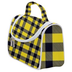 Yellow Plaids Straight Satchel Handbag by ConteMonfrey