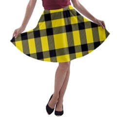 Yellow Plaids Straight A-line Skater Skirt by ConteMonfrey