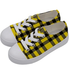 Yellow Plaids Straight Kids  Low Top Canvas Sneakers by ConteMonfrey