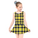 Yellow Plaids Straight Kids  Skater Dress Swimsuit View1