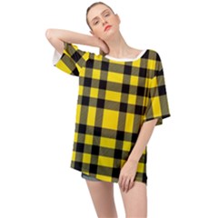 Yellow Plaids Straight Oversized Chiffon Top by ConteMonfrey