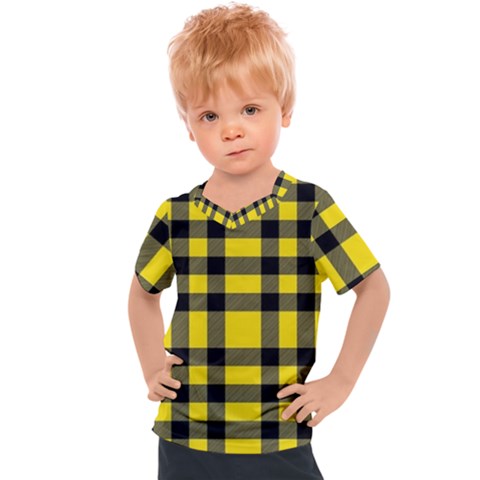 Yellow Plaids Straight Kids  Sports Tee by ConteMonfrey