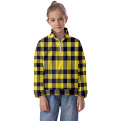 Yellow Plaids Straight Kids  Half Zip Hoodie by ConteMonfrey