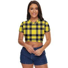 Yellow Plaids Straight Side Button Cropped Tee by ConteMonfrey