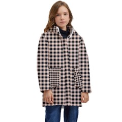 Purple Black Small Plaids Kid s Hooded Longline Puffer Jacket by ConteMonfrey