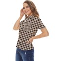 Purple black small plaids Women s Short Sleeve Double Pocket Shirt View3