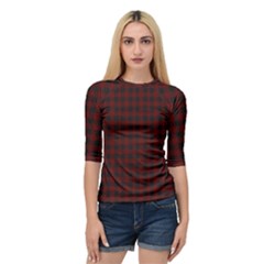 Black Red Small Plaids Quarter Sleeve Raglan Tee