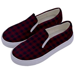 Black Red Small Plaids Kids  Canvas Slip Ons by ConteMonfrey