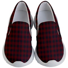 Black Red Small Plaids Kids Lightweight Slip Ons by ConteMonfrey