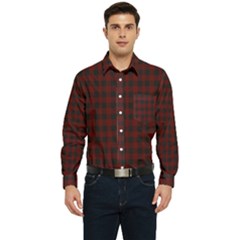 Black Red Small Plaids Men s Long Sleeve Pocket Shirt  by ConteMonfrey