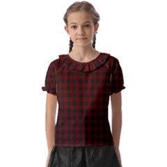 Black Red Small Plaids Kids  Frill Chiffon Blouse by ConteMonfrey