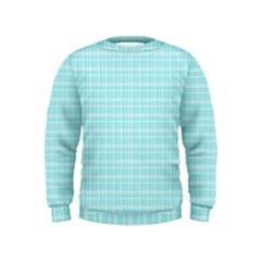 Turquoise Small Plaids Lines Kids  Sweatshirt by ConteMonfrey