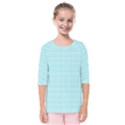 Turquoise Small Plaids Lines Kids  Quarter Sleeve Raglan Tee View1