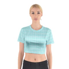 Turquoise Small Plaids Lines Cotton Crop Top by ConteMonfrey