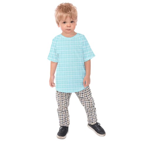 Turquoise Small Plaids Lines Kids  Raglan Tee by ConteMonfrey