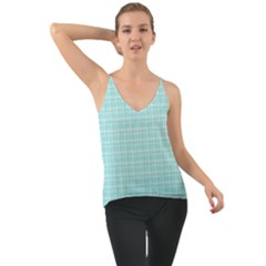 Turquoise Small Plaids Lines Chiffon Cami by ConteMonfrey