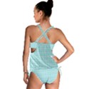 Turquoise Small Plaids Lines Tankini Set View2