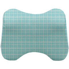 Turquoise Small Plaids Lines Head Support Cushion by ConteMonfrey