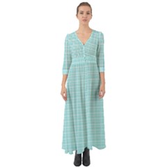 Turquoise Small Plaids Lines Button Up Boho Maxi Dress by ConteMonfrey