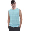 Turquoise Small Plaids Lines Men s Regular Tank Top View1