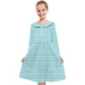 Turquoise Small Plaids Lines Kids  Midi Sailor Dress View1