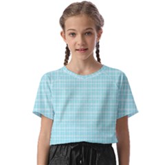 Turquoise Small Plaids Lines Kids  Basic Tee by ConteMonfrey