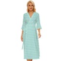 Turquoise Small Plaids Lines Midsummer Wrap Dress View1