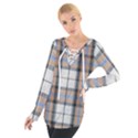 Cute blue grey white plaids Tie Up Tee View1