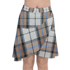 Cute Blue Grey White Plaids Chiffon Wrap Front Skirt by ConteMonfrey