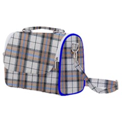 Cute Blue Grey White Plaids Satchel Shoulder Bag by ConteMonfrey