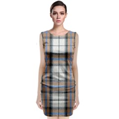 Cute Blue Grey White Plaids Sleeveless Velvet Midi Dress by ConteMonfrey