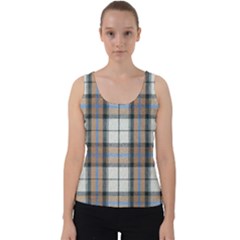 Cute Blue Grey White Plaids Velvet Tank Top by ConteMonfrey