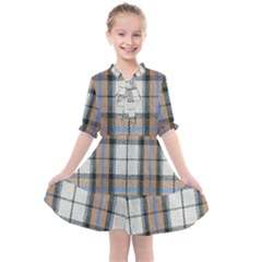 Cute Blue Grey White Plaids Kids  All Frills Chiffon Dress by ConteMonfrey