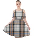 Cute blue grey white plaids Cut Out Shoulders Chiffon Dress View1