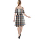 Cute blue grey white plaids Cut Out Shoulders Chiffon Dress View2