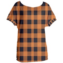 Orange Black Halloween Inspired Plaids Women s Oversized Tee by ConteMonfrey