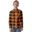 Orange black Halloween inspired plaids Kids  Long Sleeve Shirt View1