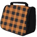 Orange black Halloween inspired plaids Full Print Travel Pouch (Big) View1