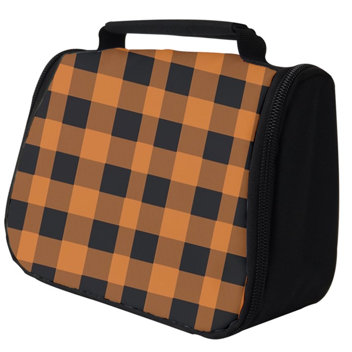 Orange black Halloween inspired plaids Full Print Travel Pouch (Big)