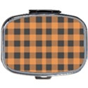 Orange black Halloween inspired plaids Mini Square Pill Box View1